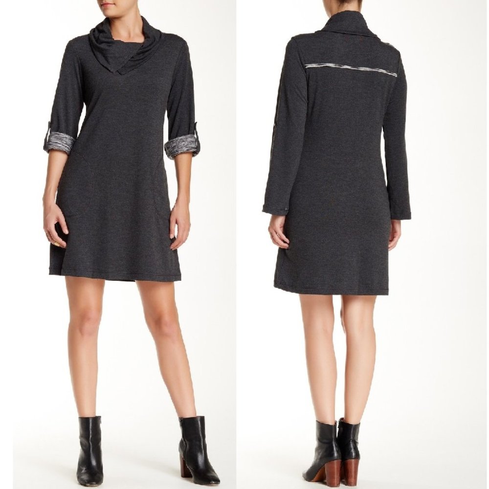 Max Studio Rolled Sleeve Cowl Neck Shift Dress